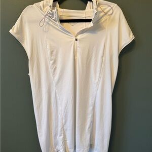 Athleta Hooded Short-Sleeve Pullover with 1/4 Zipper XLT White